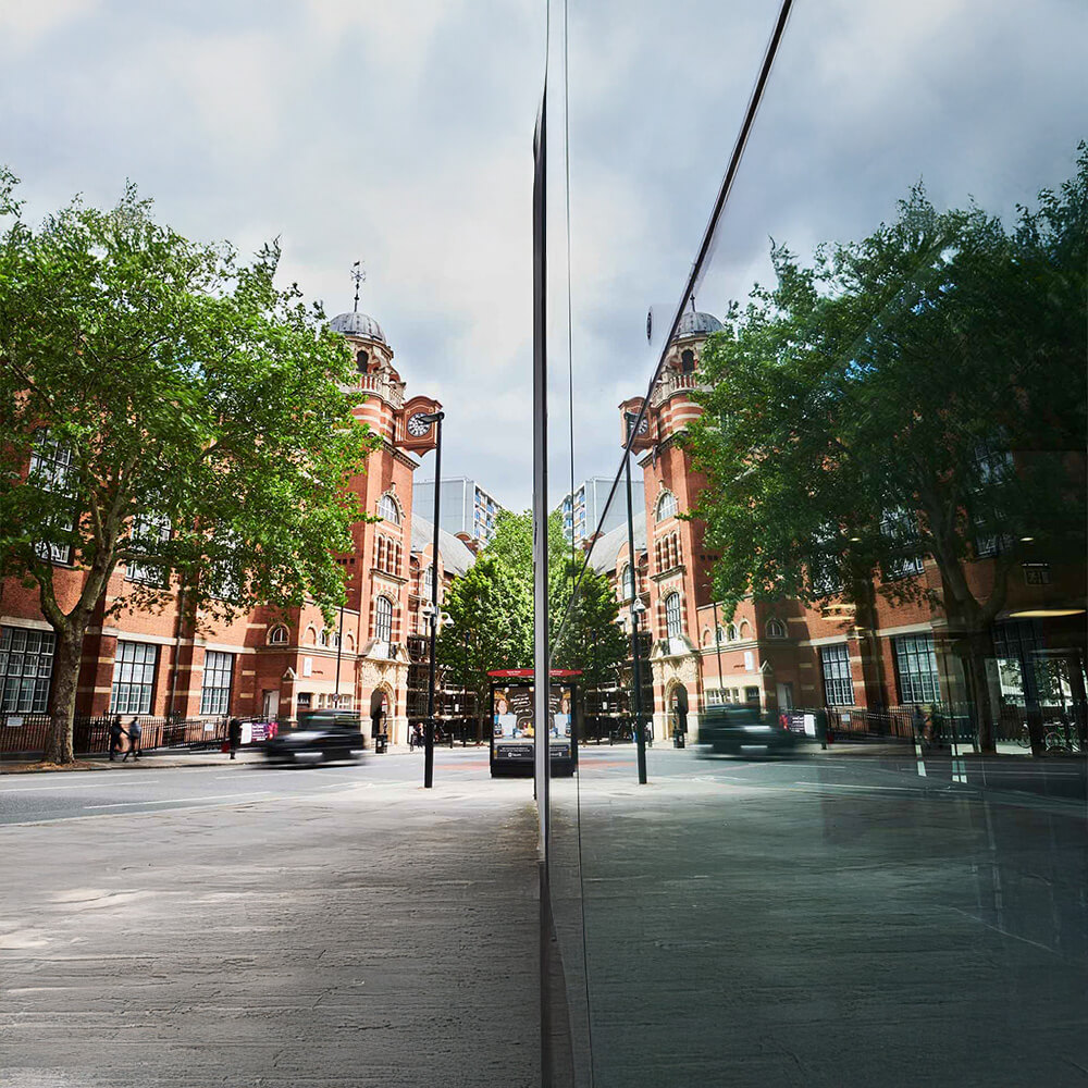St George's, London: Historic buildings and reflections of modern architecture.