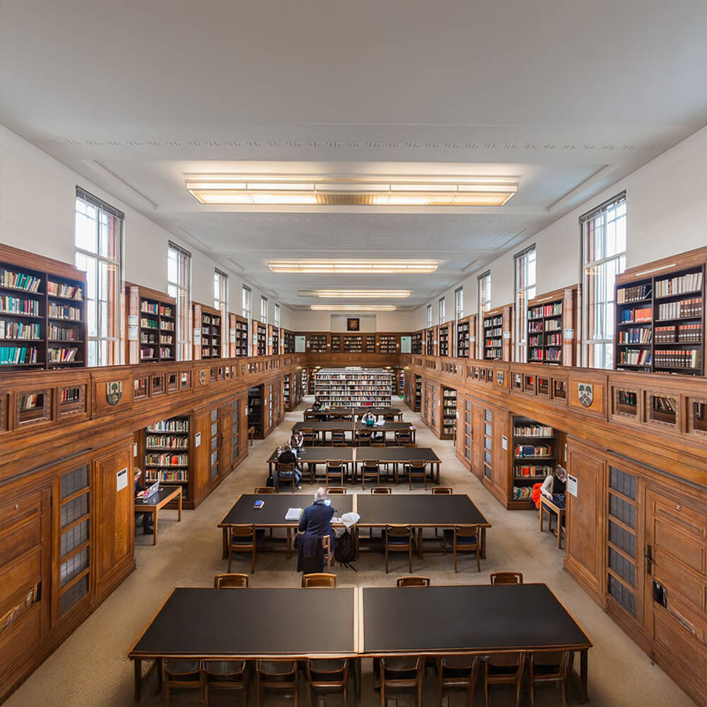 St. George's University library is equipped with spacious reading areas and shelving.