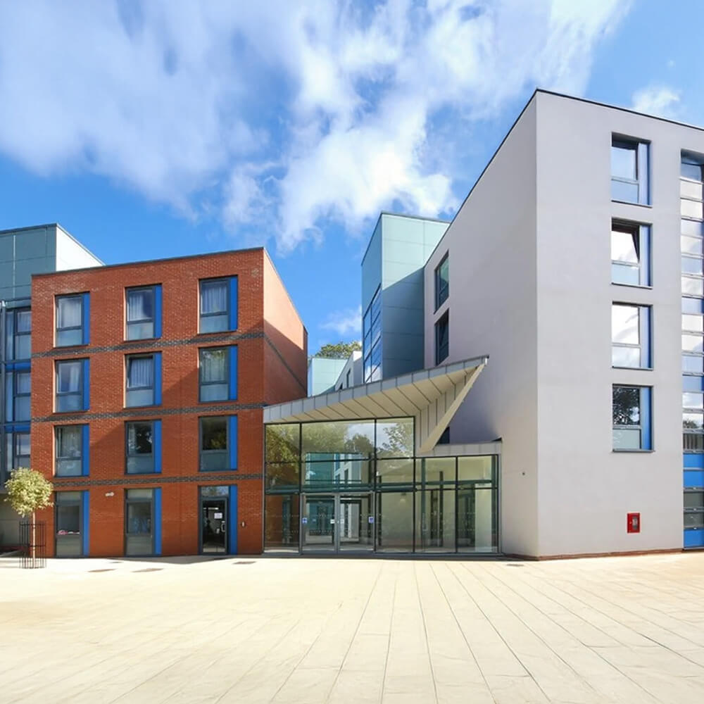 City St George's, University of London's modern campus buildings and open space.