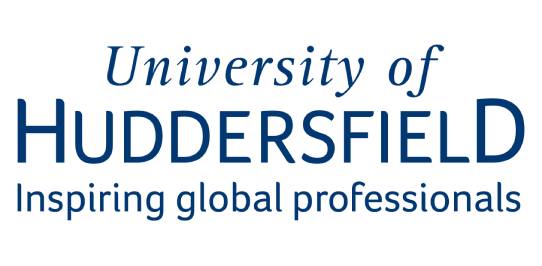 Huddersfield Üniversitesi logosu ve "Küresel profesyonelleri ilham veren" ifadesi